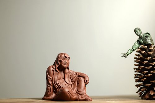 美壶定制紫砂壶 手工雕塑 静~ 自在罗汉 做工精细 廖生塔作品~ 原矿紫泥