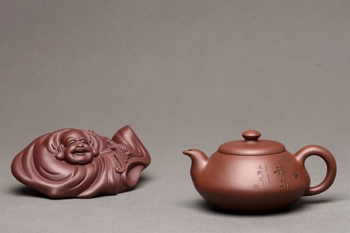 钱伟刚紫砂壶 钱伟刚新品 灵巧喜人 实用佳品 禅语 原矿紫泥