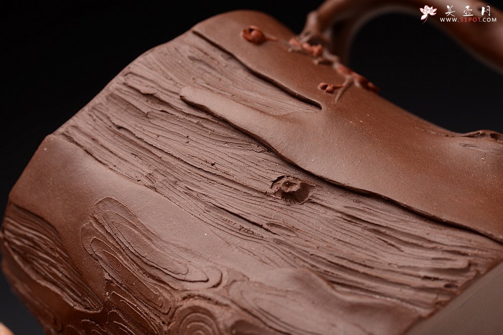 紫砂壶图片：单志萍新作 苍劲之意 古拙之风 全手松梅情深 经典作品 - 美壶网