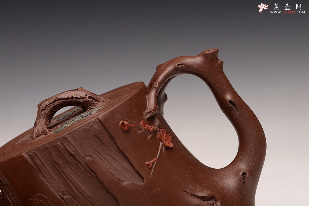 紫砂壶图片：单志萍新作 苍劲之意 古拙之风 全手松梅情深 经典作品 - 美壶网