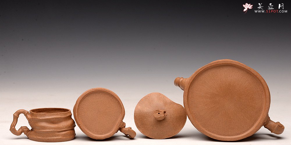 紫砂壶图片：林秀明丙申春 全手精品 文雅十足 原创作品 闻竹套组 耐品玩味~杯50cc - 美壶网