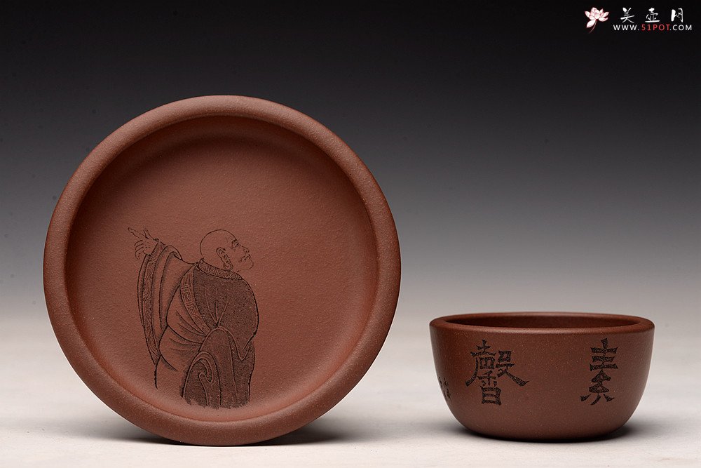 紫砂壶图片：精品紫砂杯 用料做工考究 游心堂主人精刻 送礼自用均佳 仅6套 - 美壶网