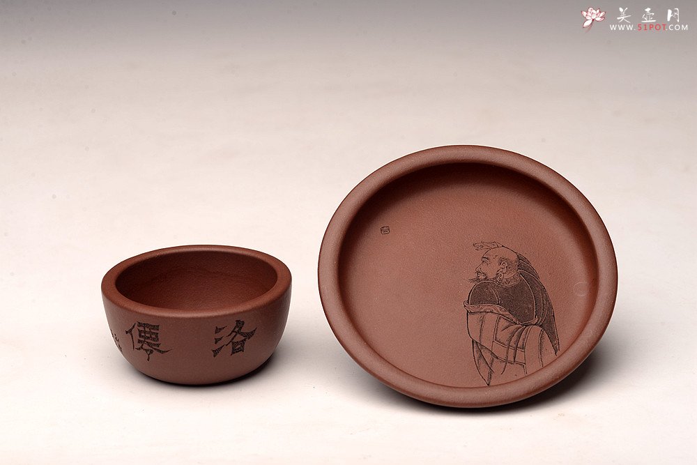 紫砂壶图片：精品紫砂杯 用料做工考究 游心堂主人精刻 送礼自用均佳 仅6套 - 美壶网