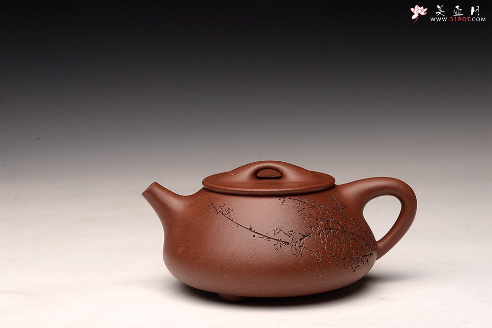 紫砂壶图片：吴杰全手新作 气势饱满 陆轶舟装饰 双刀老辣 精致耐品~ 梅花满瓢 致敬景舟 - 美壶网