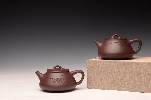 陈进紫砂壶 梅骨兰香 全手子冶石瓢 骨肉均挺之精品 原矿紫茄泥