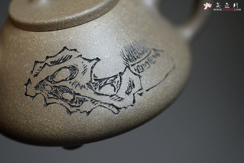 紫砂壶图片：周路健丙申夏全手新作  古意盎然 优质青段 心舟石瓢 陆轶舟文气装饰 - 美壶网