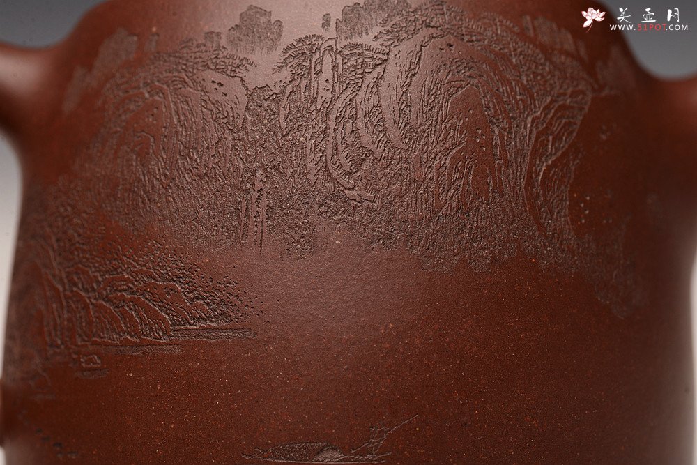 紫砂壶图片：通景山水 丰润挺拔  优质地槽青 全手大汉铎 - 美壶网