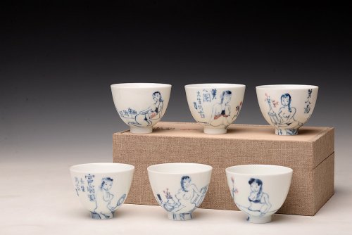 美壶定制紫砂壶 大生（姜寅）玩瓷 朱新建系列 趣味十足 ~ 率性美人品茗对杯 不接受定做 