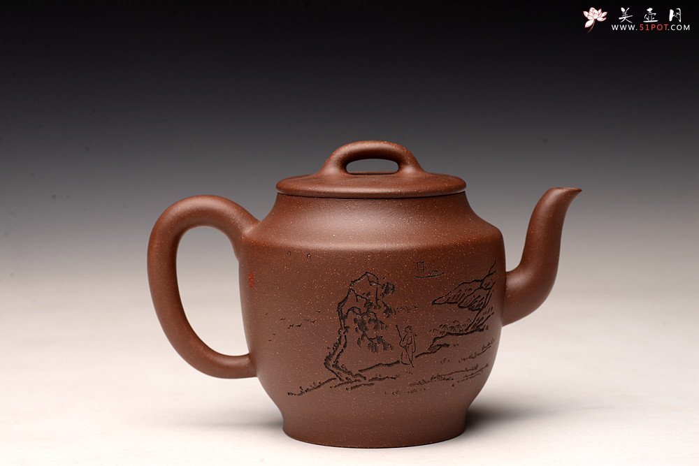 紫砂壶图片：张听刚精心装饰 元瑞 古风秉然 老紫泥调砂 做工精致 - 美壶网