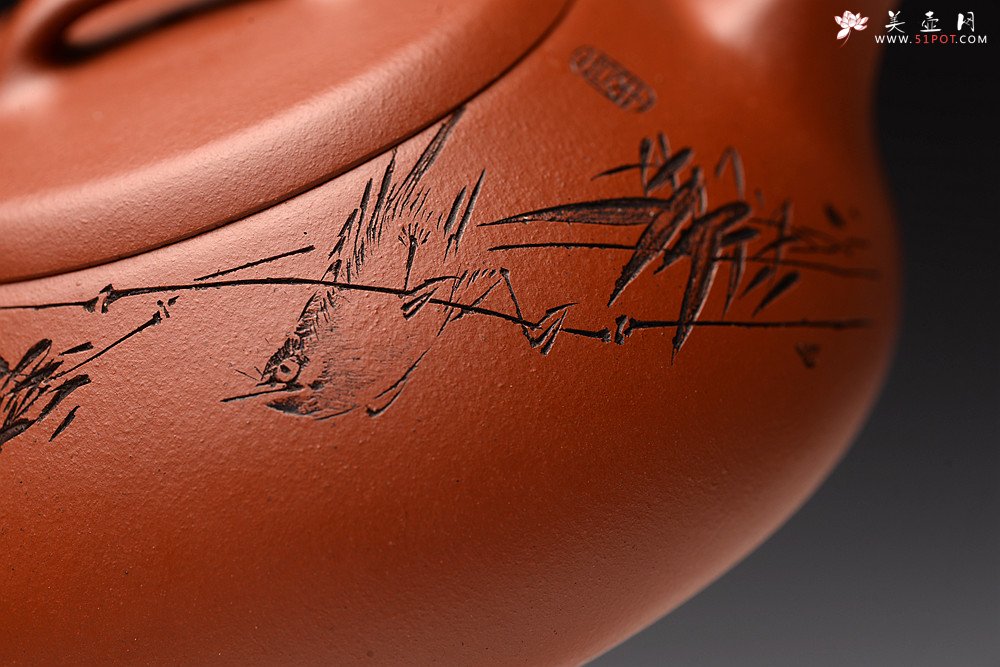 紫砂壶图片：张云熙丙申夏全手精品 雅致耐品 杀茶利器 新味朱泥石瓢 装饰文气 - 美壶网