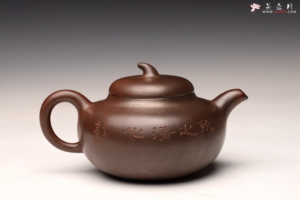 紫砂壶图片：沈秋伟经典作品 气窑窑变 高路精刻 传统全手工 线条舒畅 果元 - 美壶网