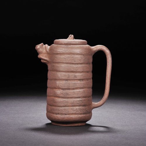 裴石民紫砂壶 盘泥调条壶 原矿紫泥