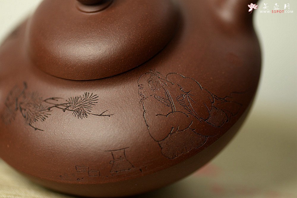 紫砂壶图片：曼生十八式之紫泥合欢 文气装饰 器形周正 做工严谨 - 美壶网