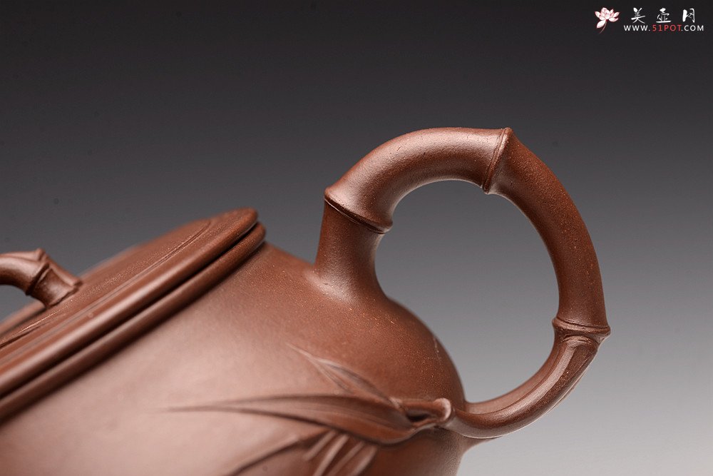 紫砂壶图片：江家风范 雅致清秀 实力之作 全手刹凹清风竹影 居不可无竹~ - 美壶网