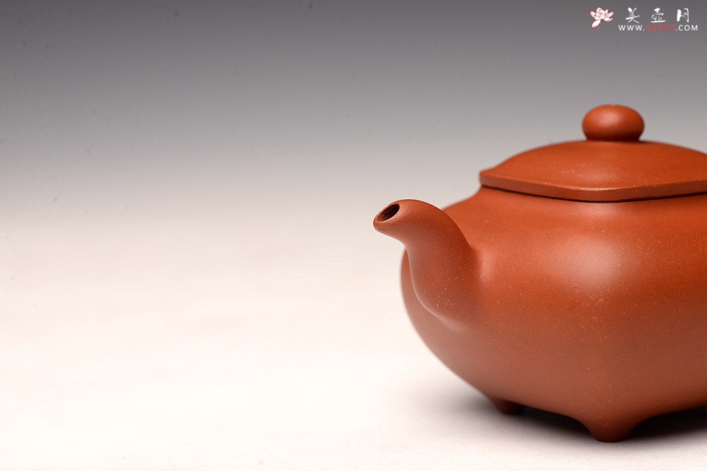紫砂壶图片：于洪跃丙申夏 全手单片成型 红泥小传炉~ 难度大 娇艳可人 - 美壶网