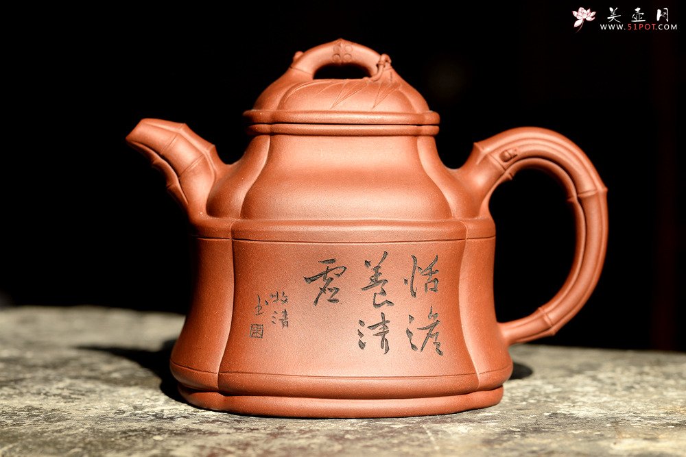 紫砂壶图片：朱牧清新作 豪放大气 不拘小节 竹鼎 - 美壶网