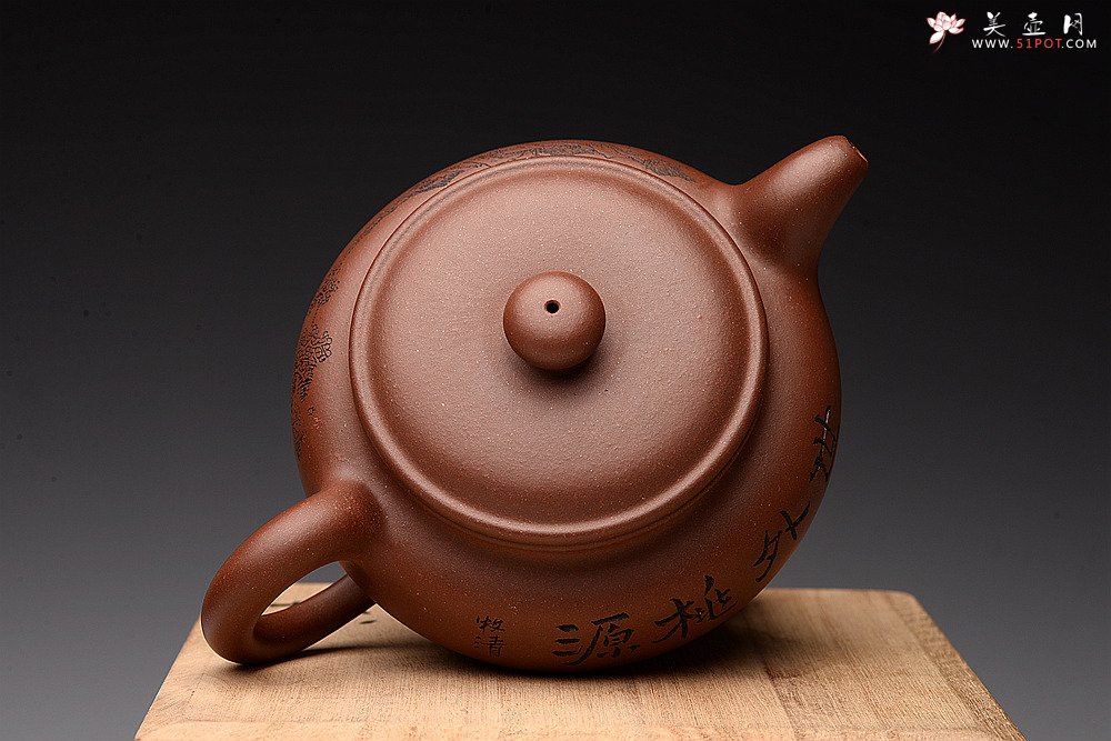紫砂壶图片：朱牧清新作 形神兼备 传统经典 扁腹 - 美壶网
