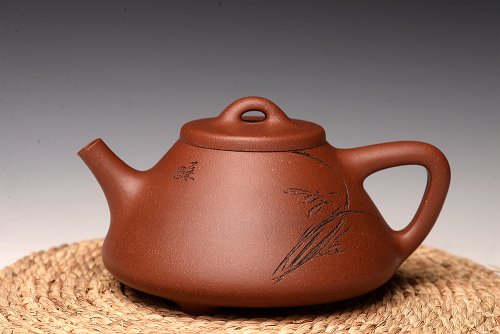 周路健紫砂壶 优质降坡泥 周路健全手近作  陆轶舟刻绘 冬日实用子冶石瓢 原矿降坡泥