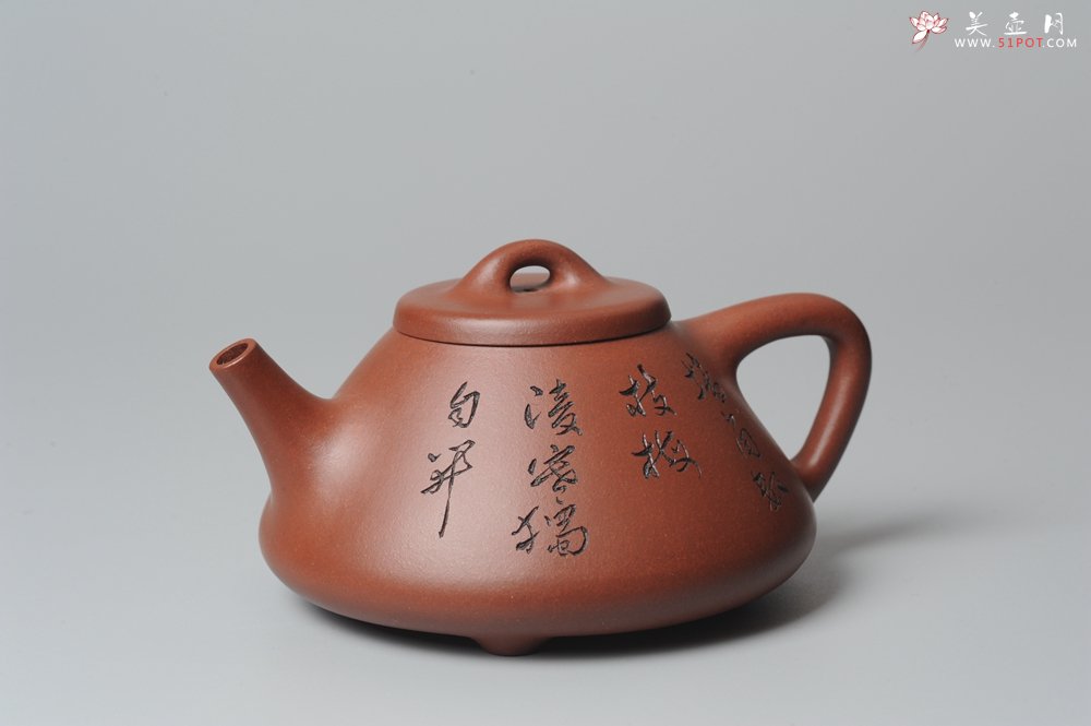 紫砂壶图片：袁冠定文气装饰 全手工子冶石瓢 - 美壶网