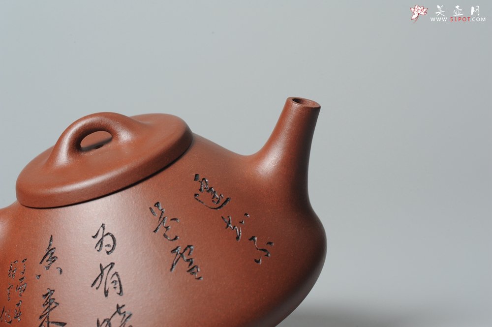 紫砂壶图片：袁冠定文气装饰 全手工子冶石瓢 - 美壶网