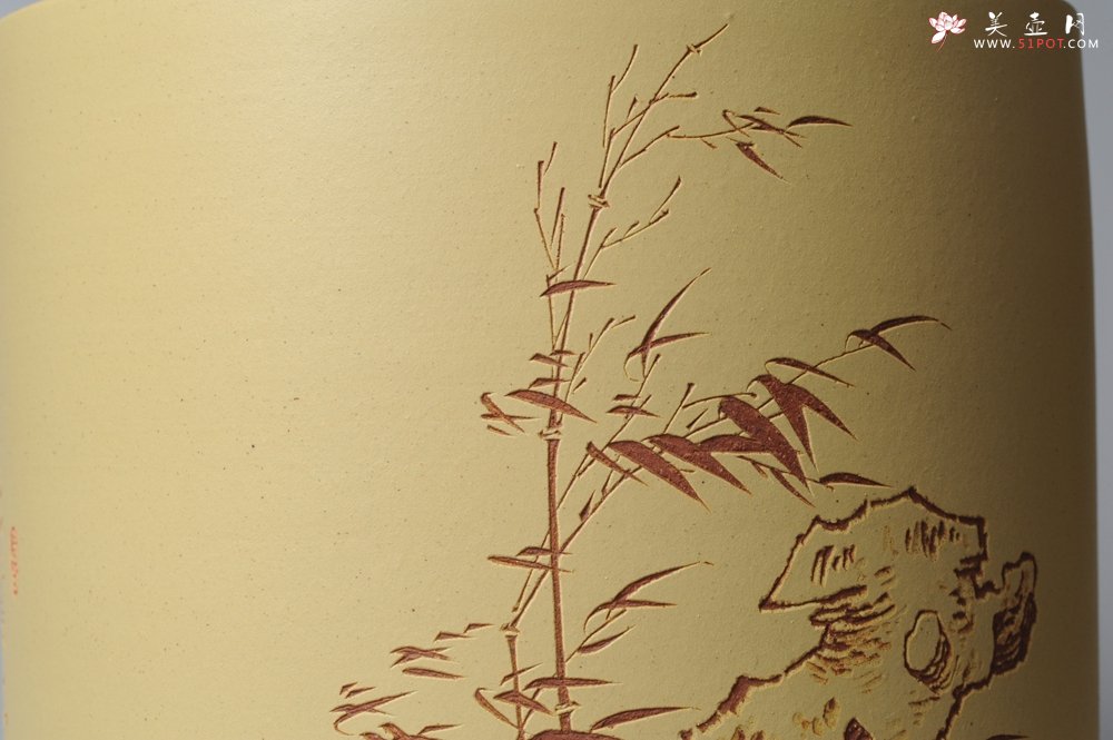 紫砂壶图片：素雅 文气 有兰有竹 笔筒 功力精湛 - 美壶网