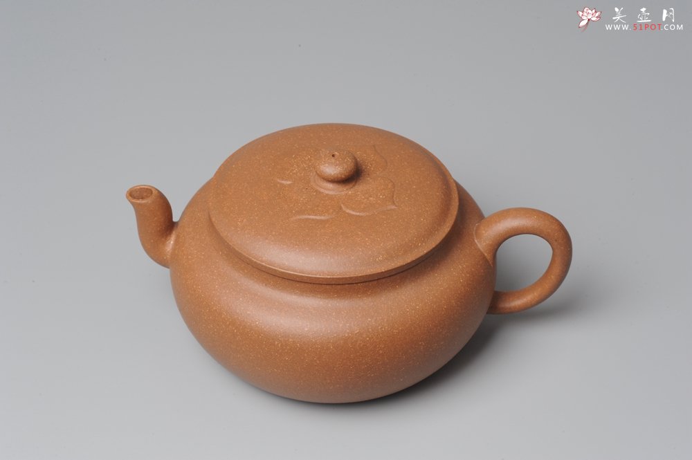 紫砂壶图片：全手工新作柿花 桂花泥 大口实用 - 美壶网