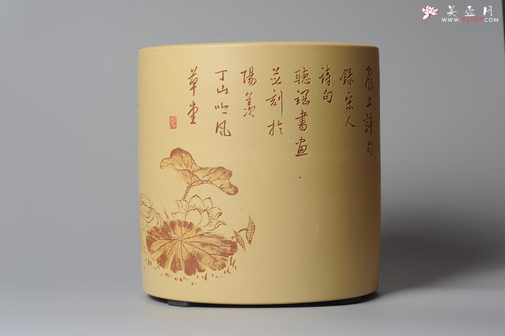 紫砂壶图片：出水芙蓉 清雅笔筒 自品 - 美壶网