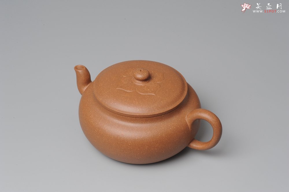 紫砂壶图片：全手工新作柿花 桂花泥 大口实用 - 美壶网