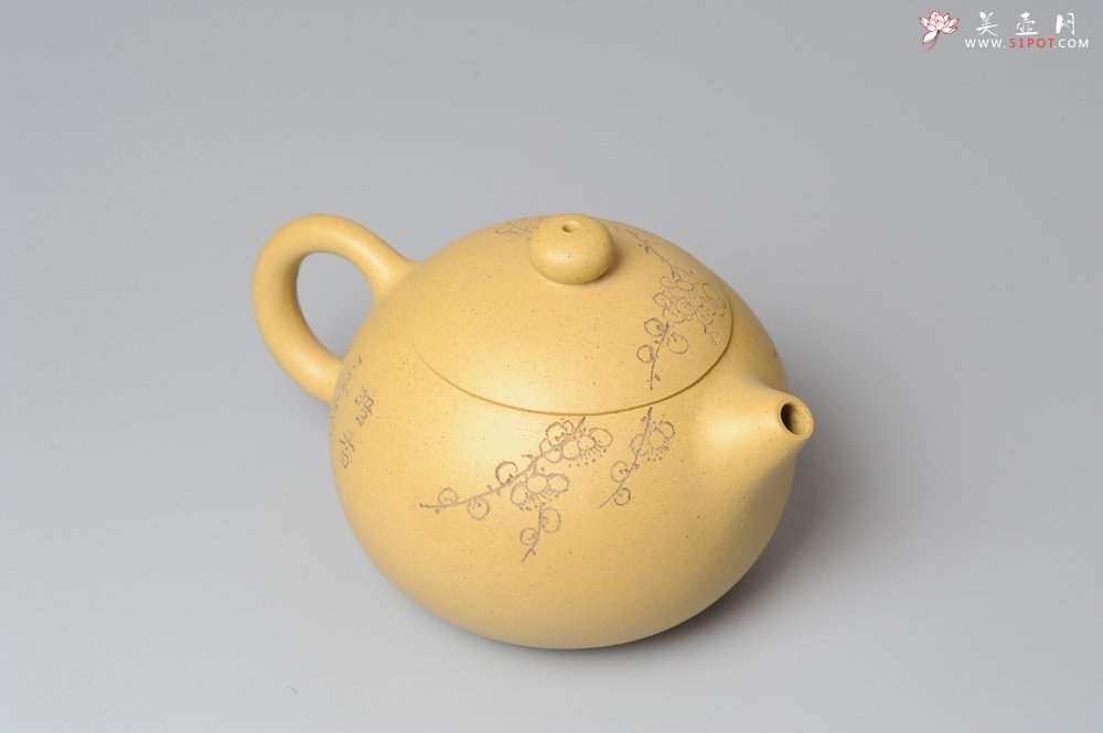 紫砂壶图片：助工袁德波精心装饰梅花 双助工联袂西施壶 - 美壶网