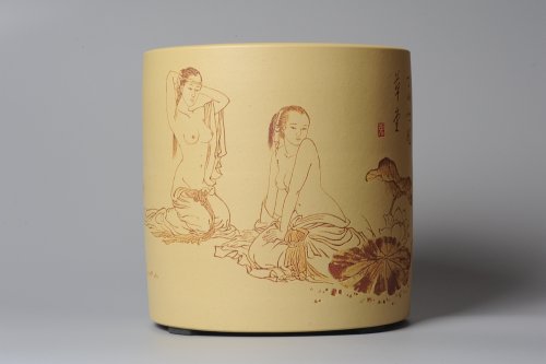 张听钢紫砂壶 出水芙蓉 清雅笔筒 自品 