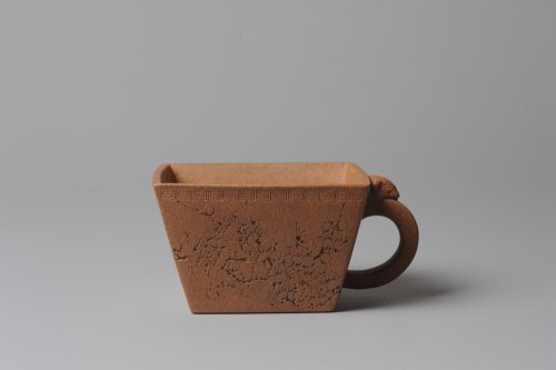 唐文紫砂壶 唐文全手 刘华徒弟生益刻绘 老段泥 兽耳品茗杯 老段泥