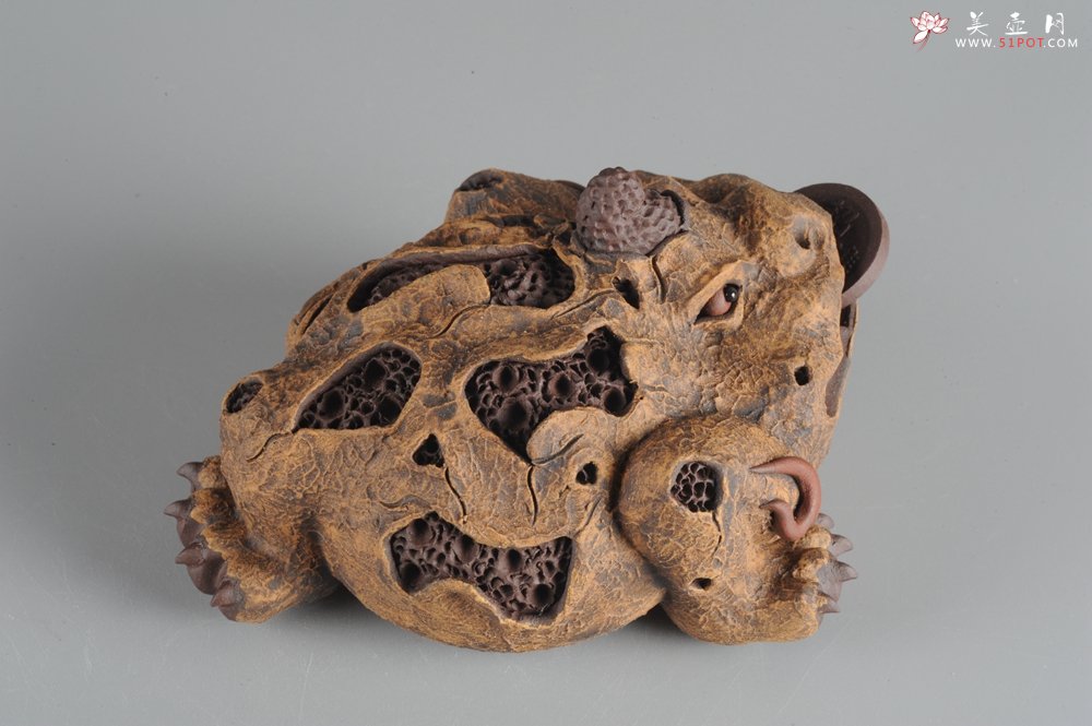 紫砂壶图片：特惠醉美树皮金蟾茶宠 灵性十足 寓意招财进宝 - 美壶网