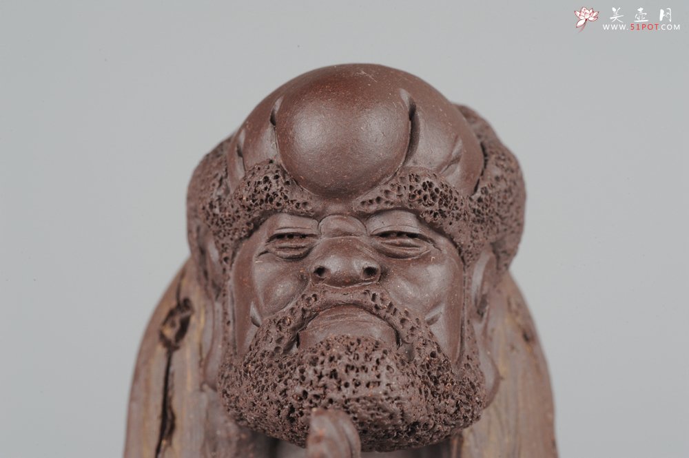 紫砂壶图片：大号树桩达摩 神态生动 精致茶宠 - 美壶网