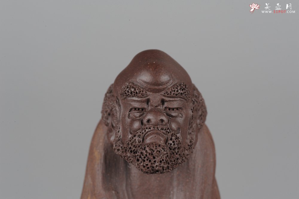 紫砂壶图片：精品小号树桩达摩茶宠摆件 神态生动  - 美壶网