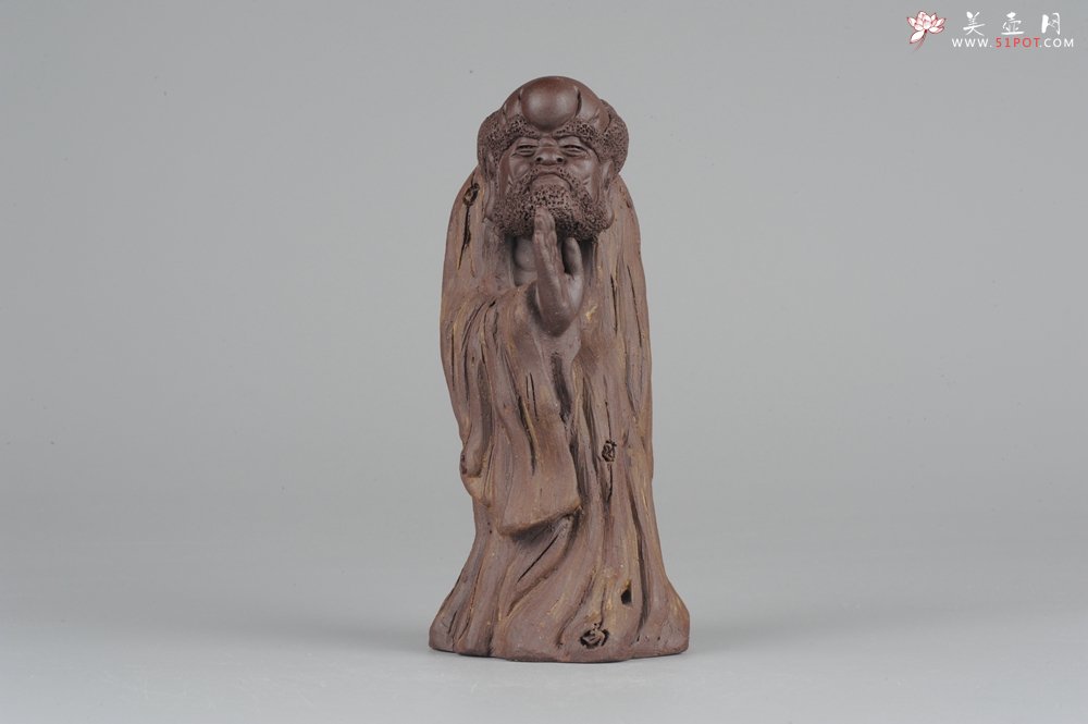 紫砂壶图片：大号树桩达摩 神态生动 精致茶宠 - 美壶网