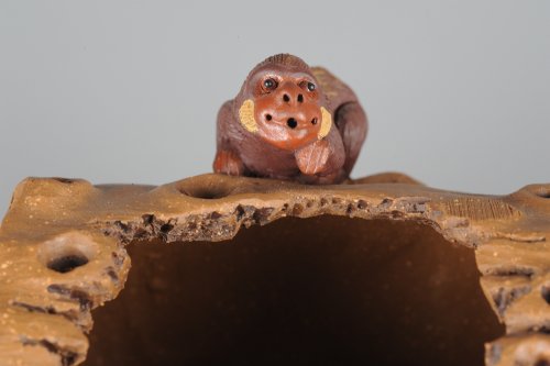 美壶定制紫砂壶 树桩美猴公道杯 原矿段泥