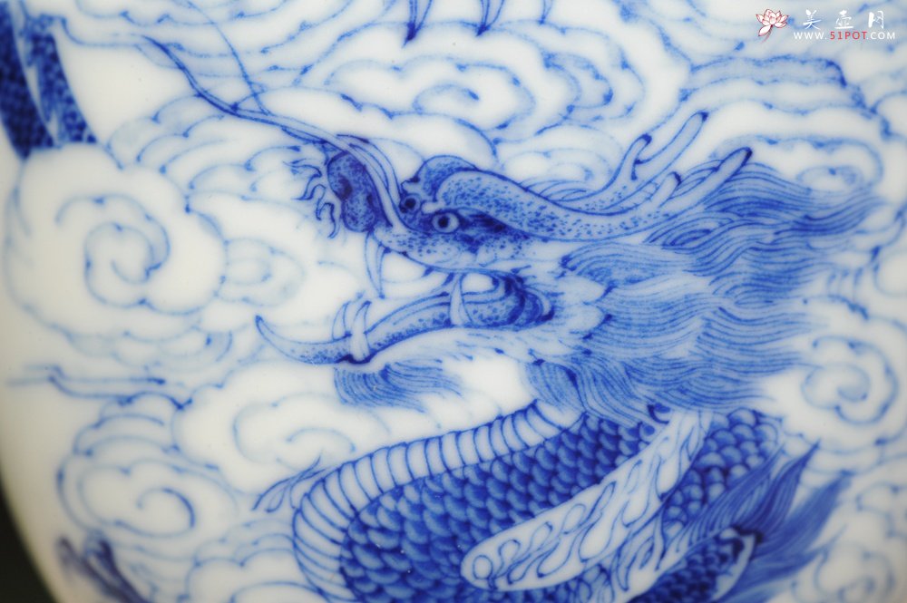 紫砂壶图片：生肖龙 景德镇全手工手绘青花主人杯  - 美壶网