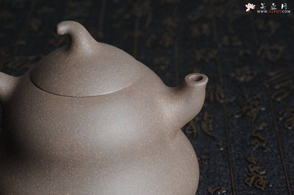 紫砂壶图片：美壶特惠 优质青灰段泥葫芦福禄壶 - 美壶网