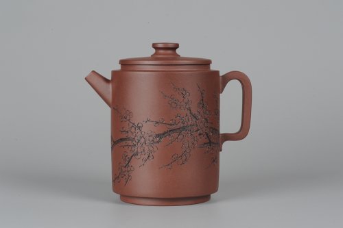 唐文紫砂壶 助理美术师唐文全手作品 圆础 助理工艺美术师袁德波刻绘 原矿紫泥