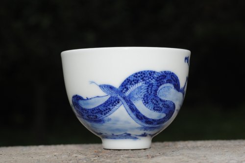 古月山房紫砂壶 生肖蛇 景德镇全手工手绘青花主人杯  