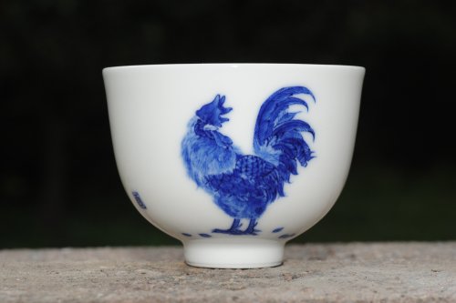 古月山房紫砂壶 生肖鸡 景德镇全手工手绘青花主人杯 