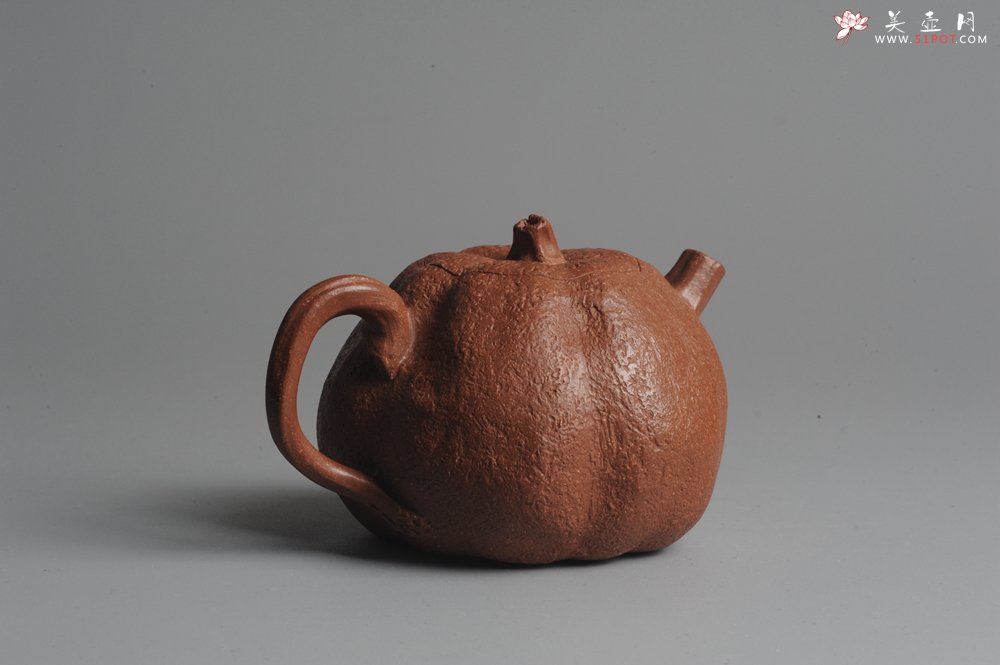 紫砂壶图片：全手工文人小瓜 泥料油润 肌理丰富 - 美壶网