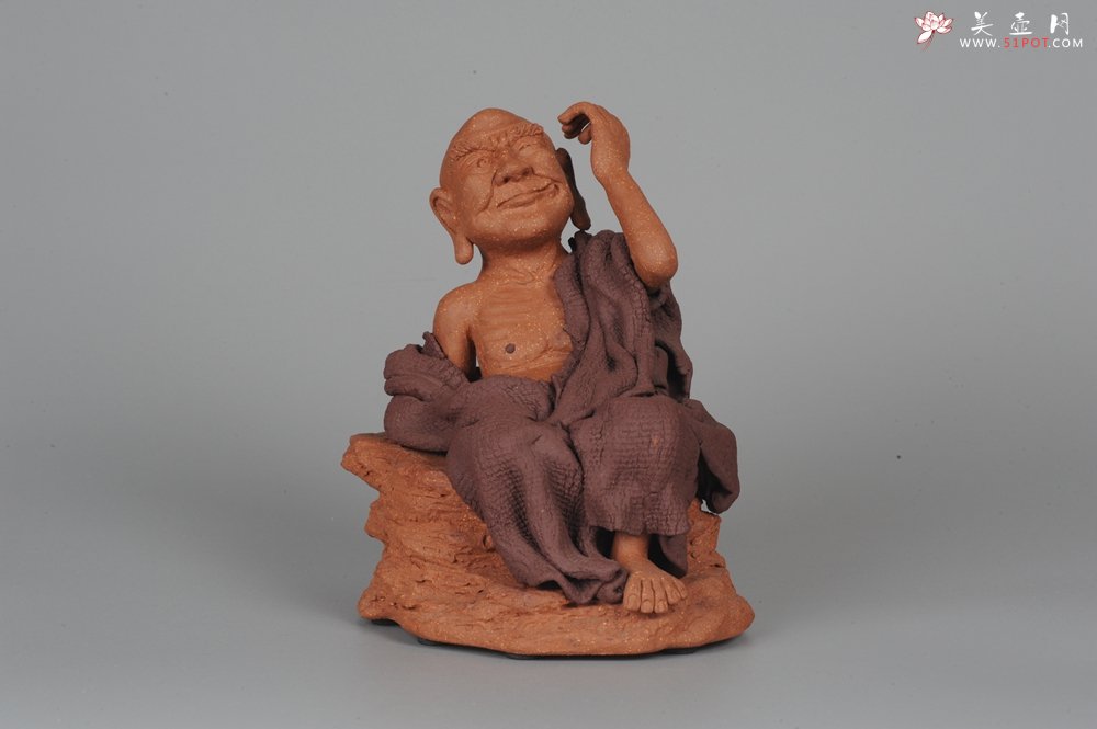 紫砂壶图片：年底特惠 不可多得的用心之作 写意全手工修耳罗汉 精品雕塑 - 美壶网
