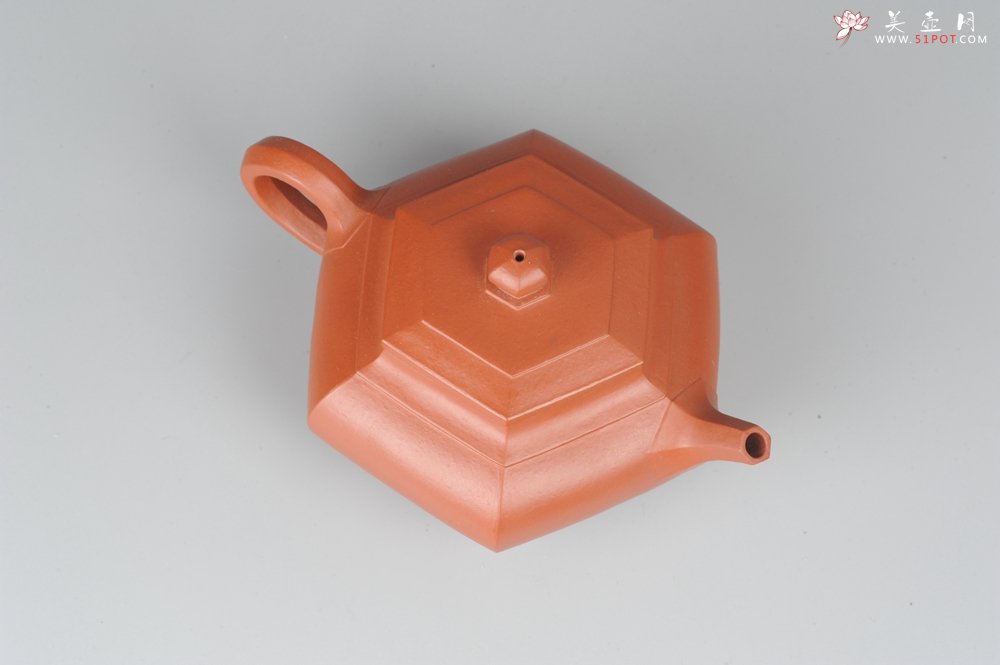 紫砂壶图片：非铁红色素泥 优质朱泥全手工大彬六方壶 端庄秀美 - 美壶网