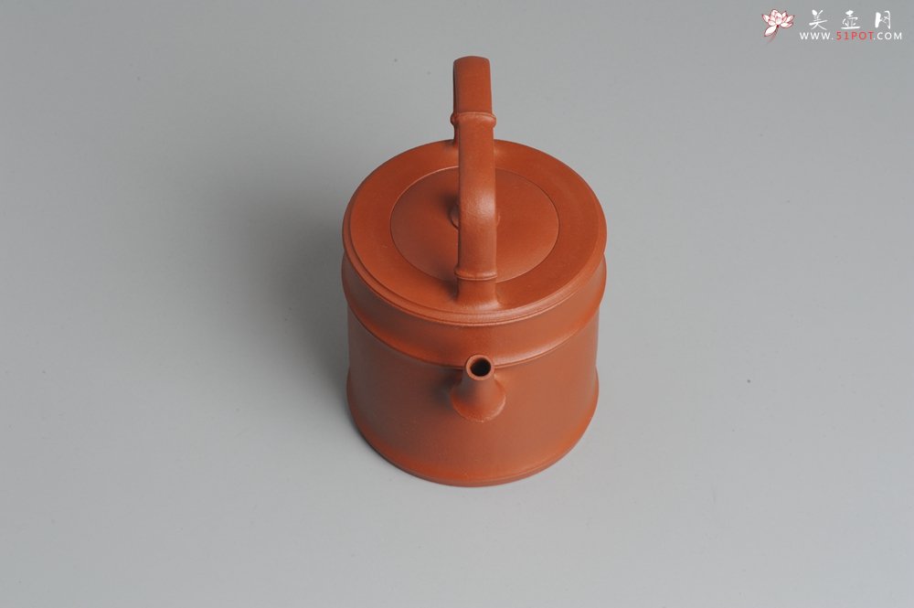 紫砂壶图片：美壶特惠 小红泥润竹提梁 挺拔秀雅 - 美壶网