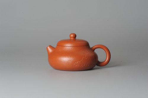 石老师紫砂壶 优质赵庄朱泥全手工文旦 方健双刀文气装饰 原矿朱泥