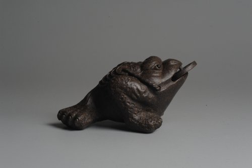 美壶定制紫砂壶 美宠双节特惠 肌理丰富 古铜泥小金蟾茶宠 口吐金钱 招财宝 古铜泥