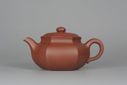 张海艳紫砂壶 气势磅礴 线面挺括平正 全手工六方仿古壶 原矿底槽清