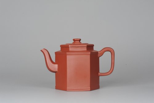 强克和紫砂壶 端庄秀雅 大红袍朱泥全手工双线六方宫灯  大红袍