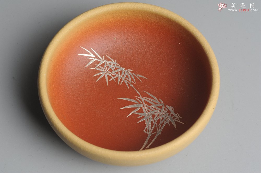 紫砂壶图片：美杯特惠 描银文气梅兰竹菊一套（4只） - 美壶网